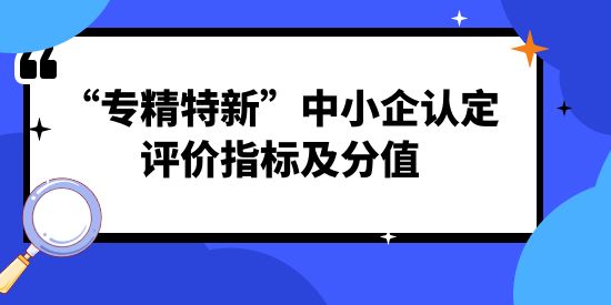 “專精特新”中小企認定評價指標及分值