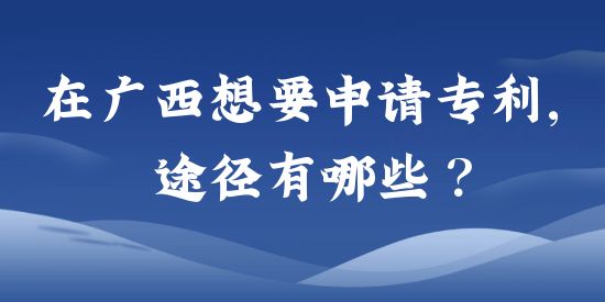 在廣西想要申請專利，途徑有哪些？